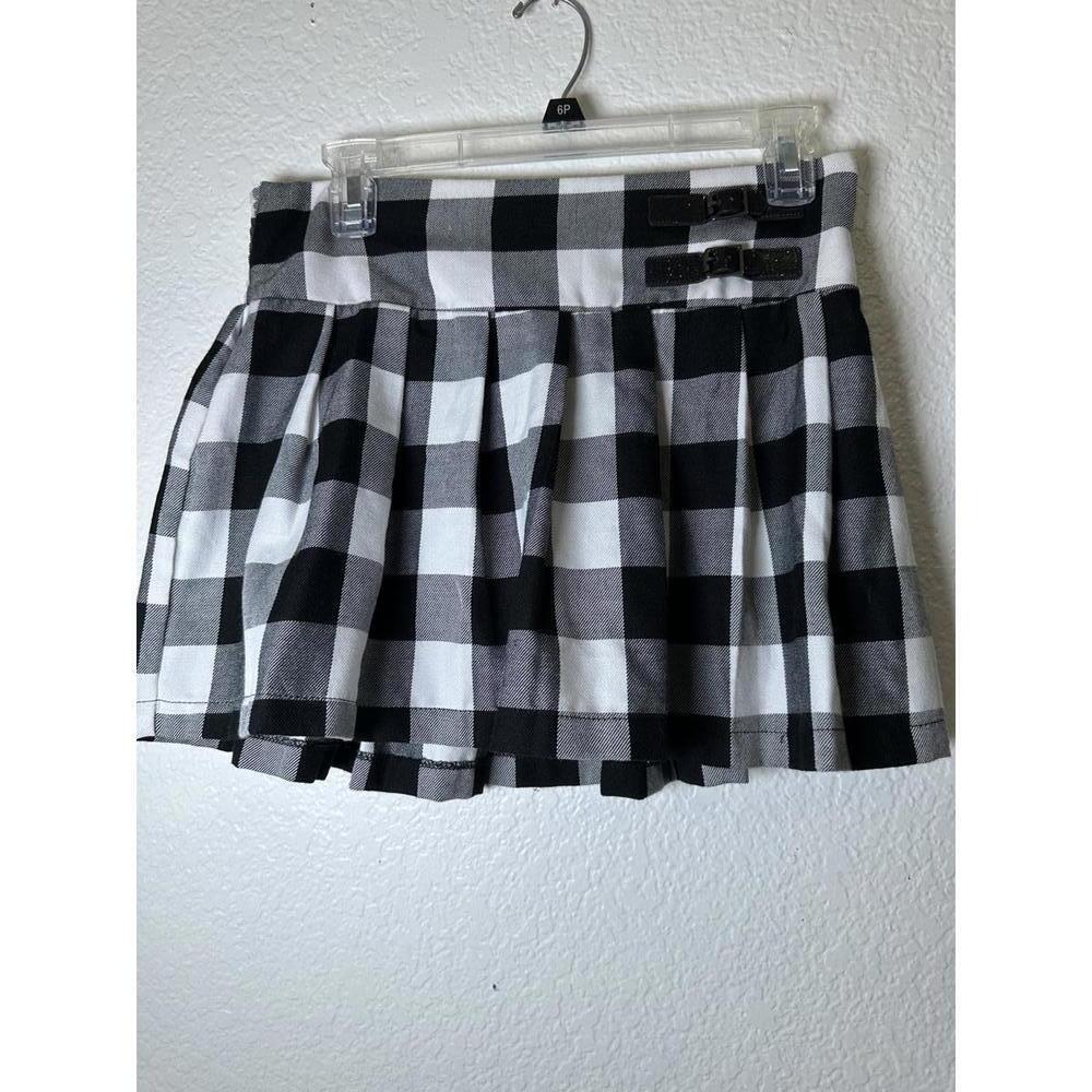 Teen’s Sz 18 Black & White Plaid Mini Skirt Skort Schoolgirl Academic Preppy